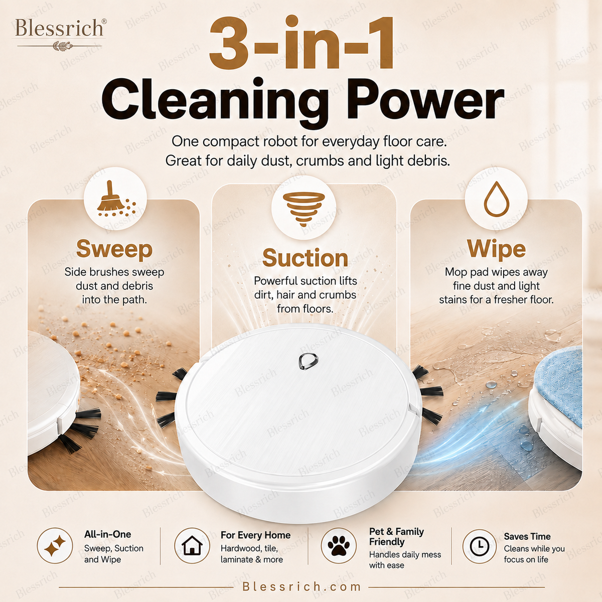 Robot aspirateur 3-en-1 SmartSweep