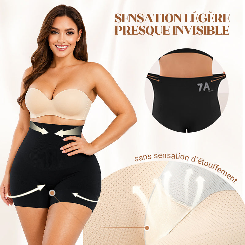 Culotte gainante taille haute en soie glacée pour femme avec contrôle du ventre et effet push-up