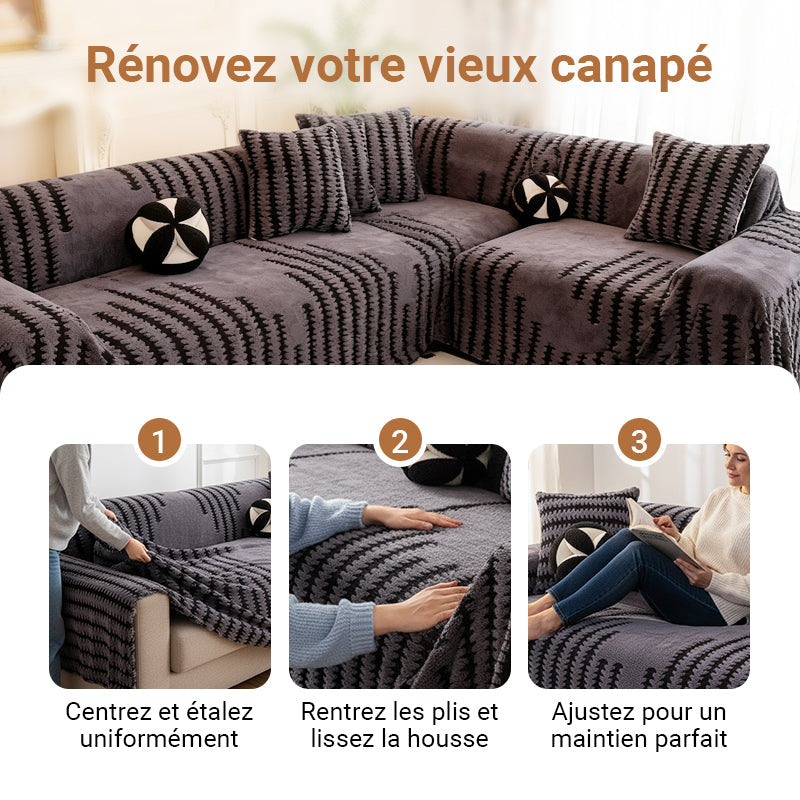 Housse de canapé douce et antidérapante en peluche