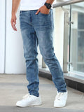 Men's regular fit straight jeans, comfortable and timeless