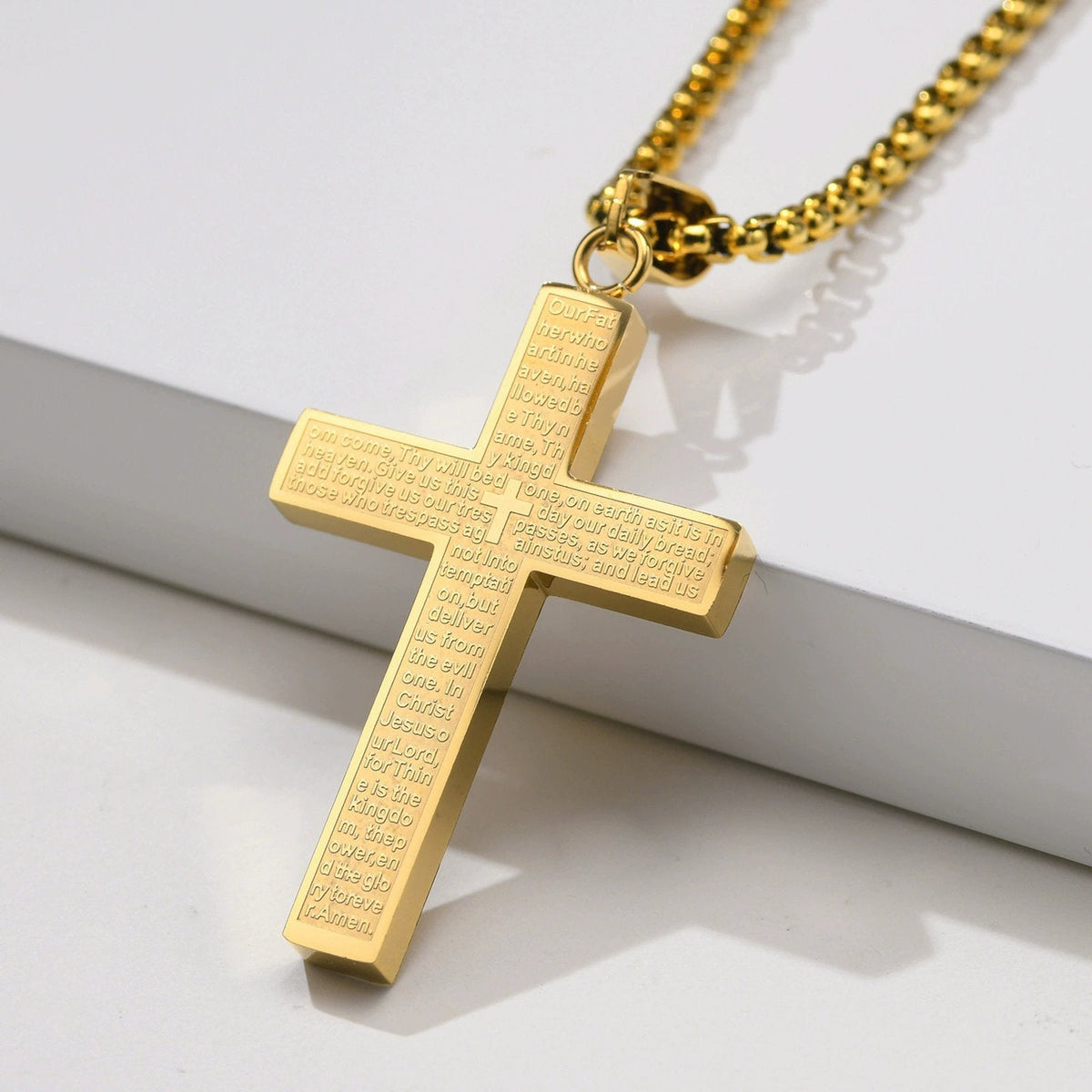 De réduction - Collier croix de Scibble avec prière du Seigneur