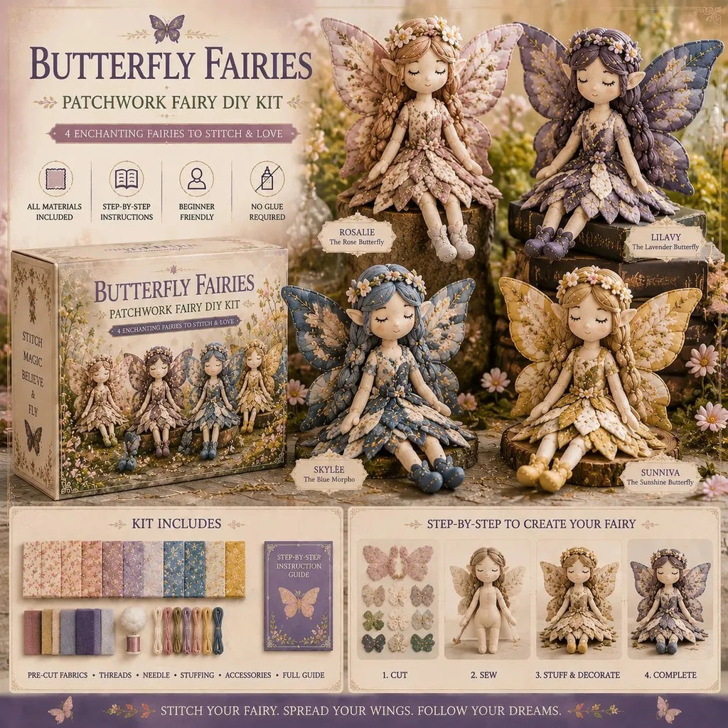 KIT DE RÉDUCTION Kit DIY de patchwork féérique 4 fées uniques, adapté aux débutants, cadeau parfait. Achetez-en 2, livraison gratuite.