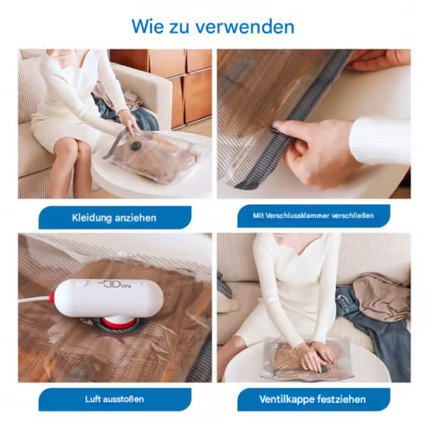 RÉDUCTION OFFRE EXCEPTIONNELLE Lot de 6 sacs de compression pour aspirateur électrique USB Rangement peu encombrant, fermeture hermétique, réutilisables et durables