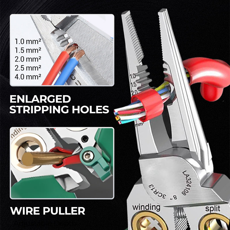 8-in-1 multi-function wire stripper with electrical tester