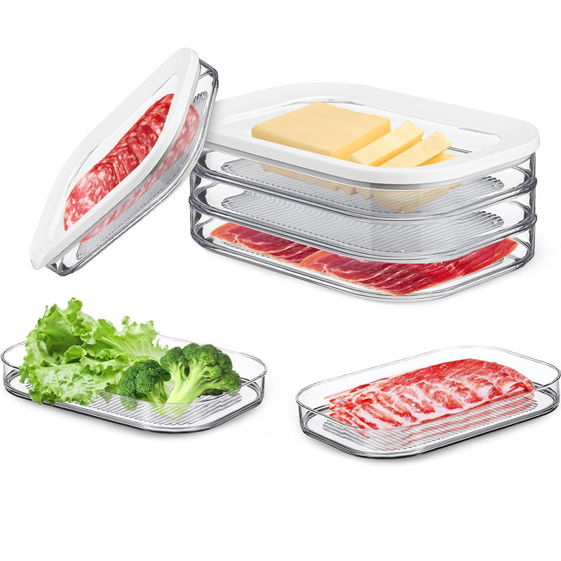 DE REDUCTION Boîtes Alimentaires 3 Étages PET Transparentes, Hermétiques & Empilables pour Réfrigérateur Organisé