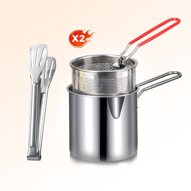 Multifunction Fryer in 304 Food Grade Stainless Steel, Anti-Splash Design & Filter Basket for Fries and Chicken