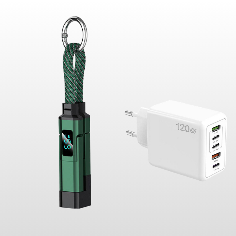 Special offer: Buy 2, get 1 FREE 4-in-1 charging cable with digital display and keychain fast charging, tangle-resistant and compact