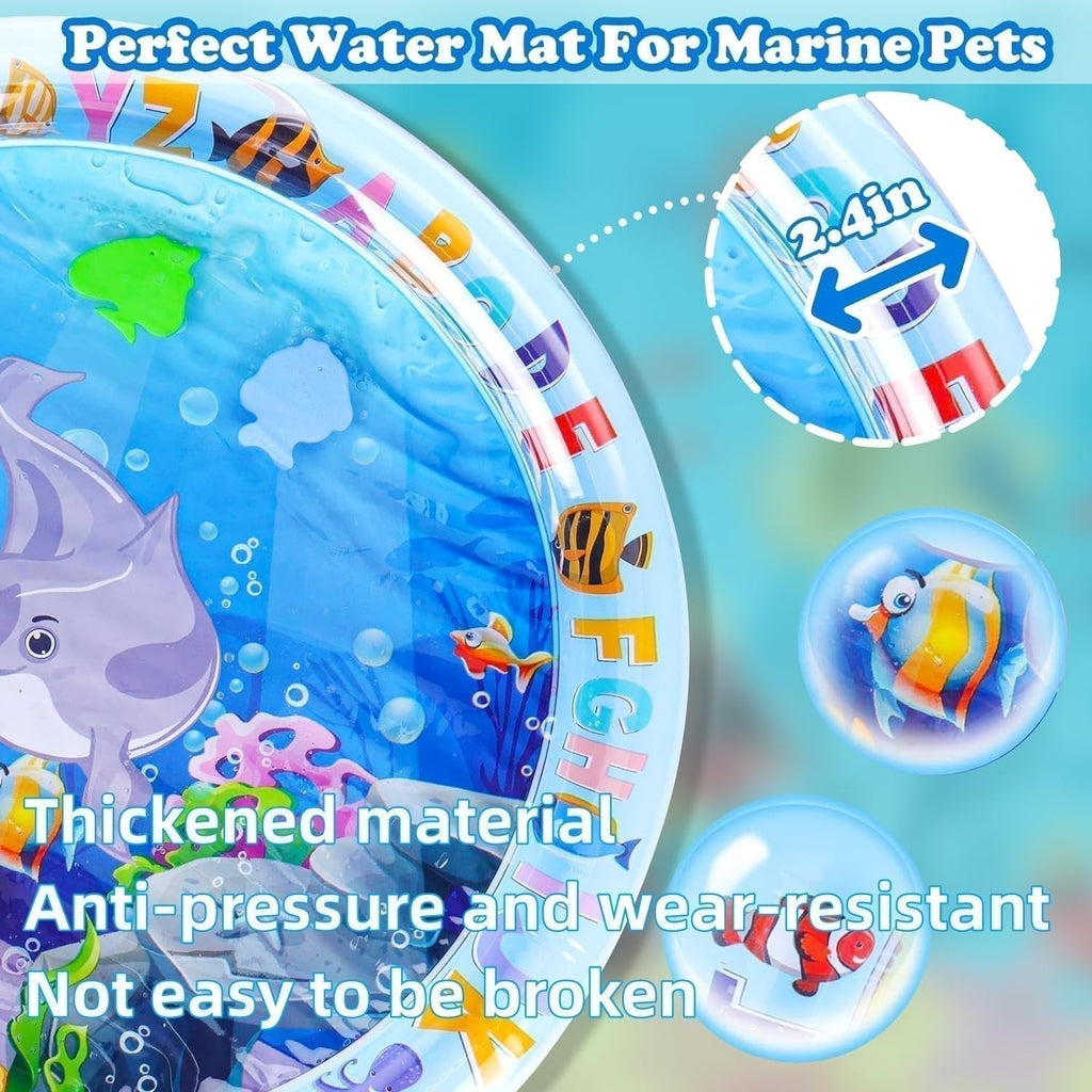 Tapis aquatique interactif pour animaux de compagnie avec poissons flottants + tapis rafraîchissant pour l'été