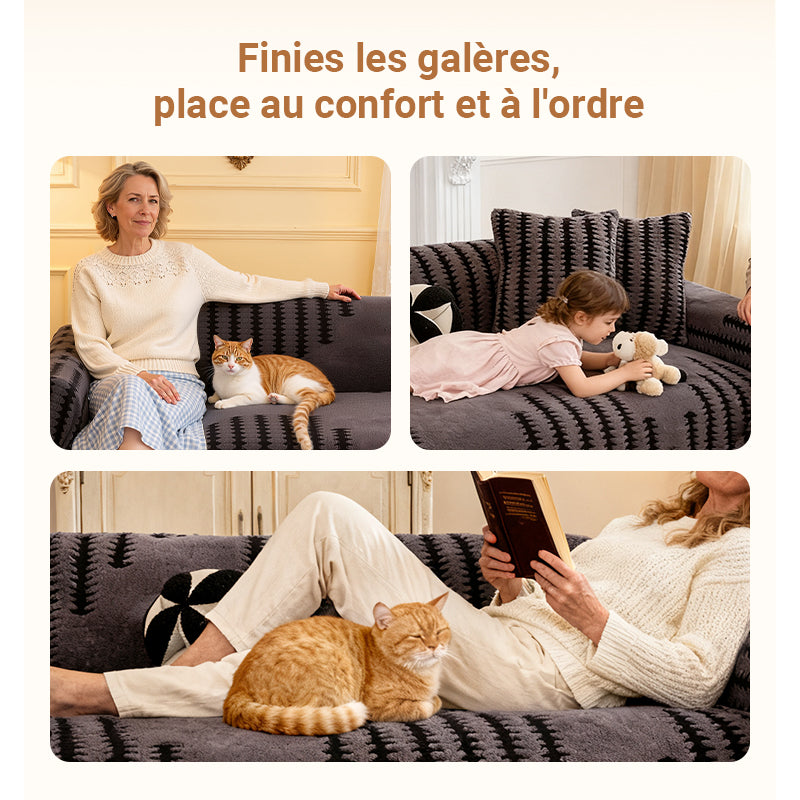 Housse de canapé douce et antidérapante en peluche