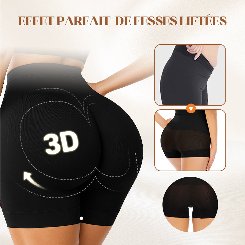 Culotte gainante taille haute en soie glacée pour femme avec contrôle du ventre et effet push-up
