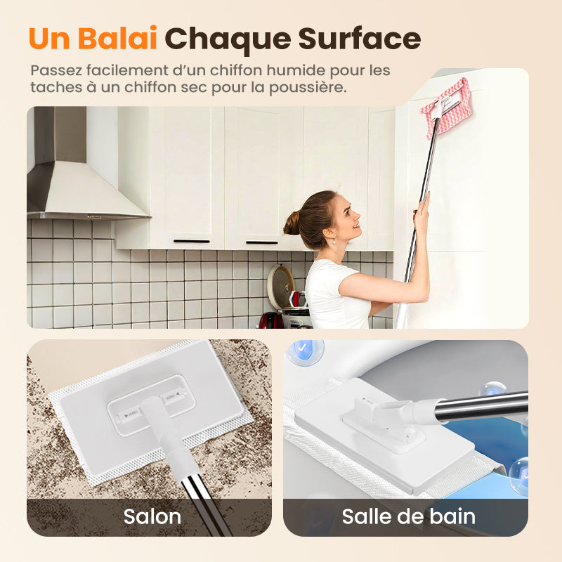 DE RÉDUCTION Balai à poussière jetable avec 4 housses réutilisables