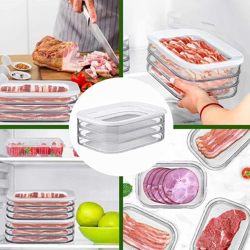 DE REDUCTION Boîtes Alimentaires 3 Étages PET Transparentes, Hermétiques & Empilables pour Réfrigérateur Organisé