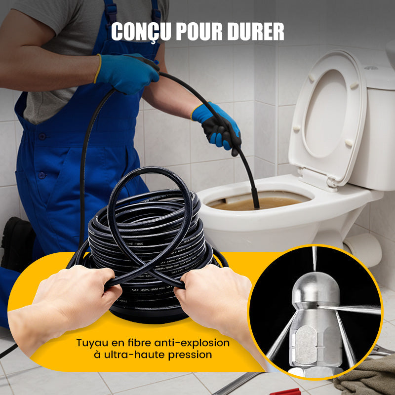 Kit de nettoyage haute pression 5800 PSI pour canalisations - Buse rotative et tuyau renforcé pour déboucher les égouts