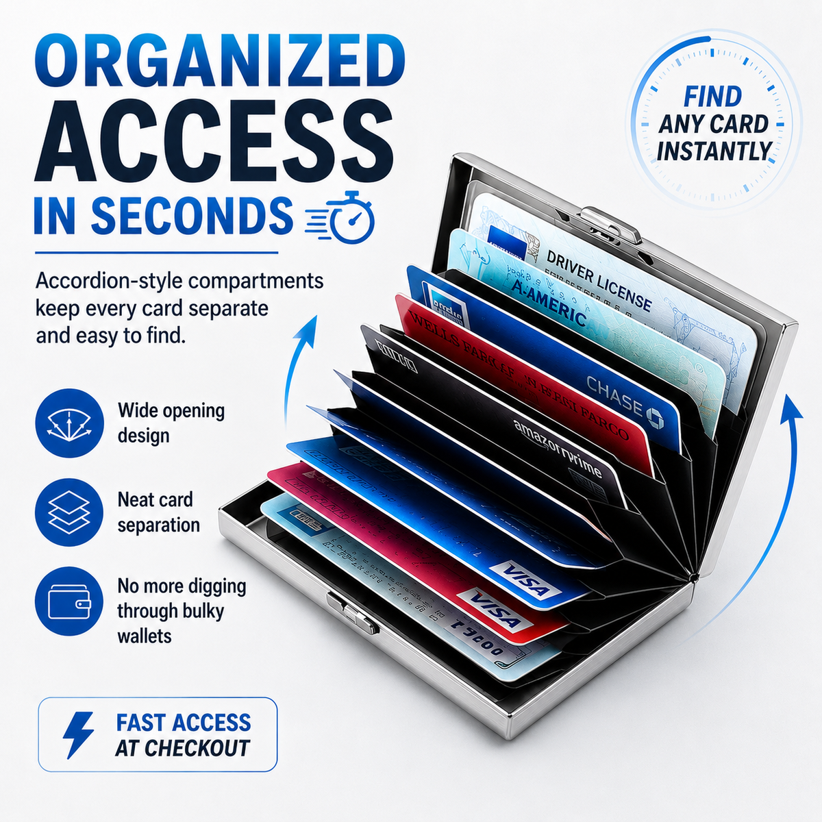 Metallic RFID blocking card holder