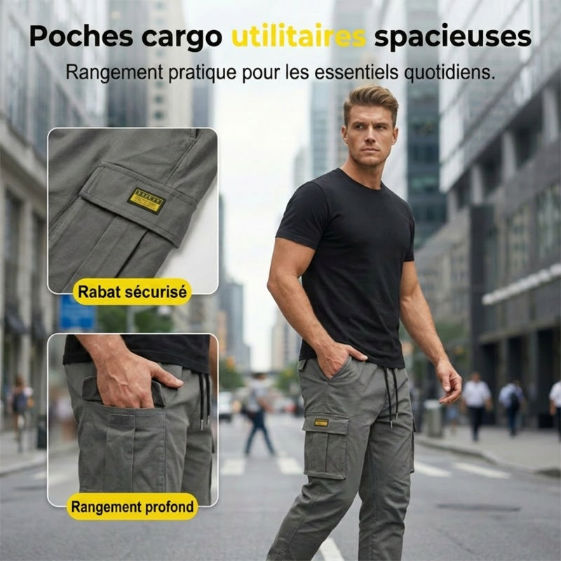LIMITED 50% OFF Polyester Cargo Jogger Pants, Adjustable Waist, Pockets