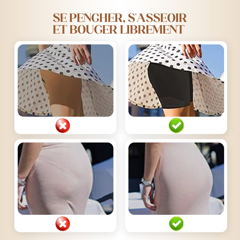 Culotte gainante taille haute en soie glacée pour femme avec contrôle du ventre et effet push-up