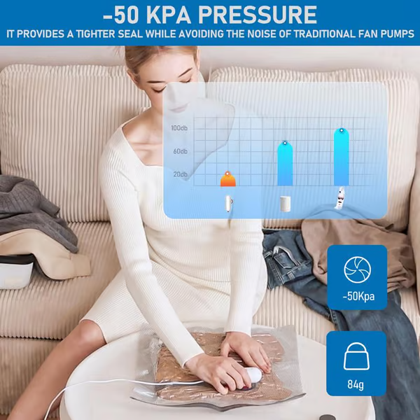 RÉDUCTION OFFRE EXCEPTIONNELLE Lot de 6 sacs de compression pour aspirateur électrique USB Rangement peu encombrant, fermeture hermétique, réutilisables et durables
