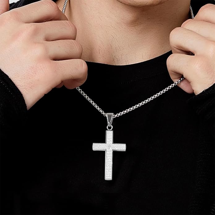De réduction - Collier croix de Scibble avec prière du Seigneur