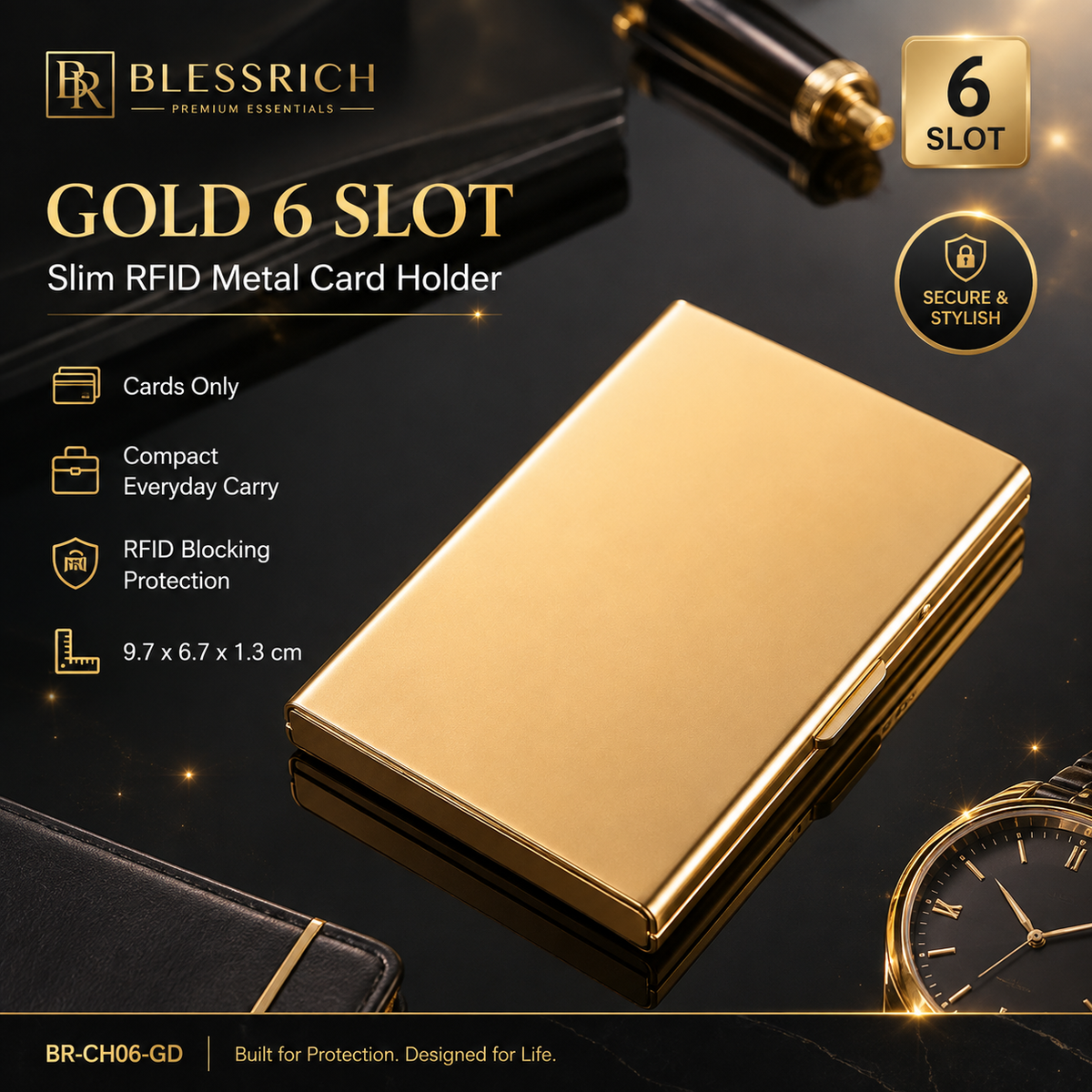 Metallic RFID blocking card holder