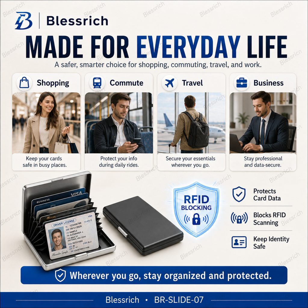 Metallic RFID blocking card holder