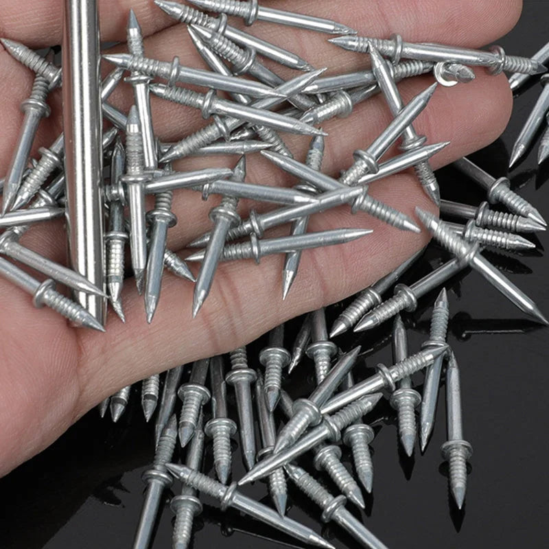 1 lot/100 pièces Clou sans couture à double tête avec outil de pose
