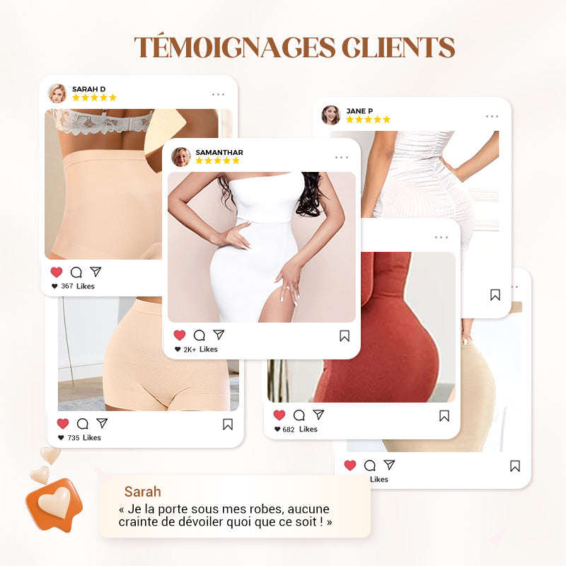 Culotte gainante taille haute en soie glacée pour femme avec contrôle du ventre et effet push-up