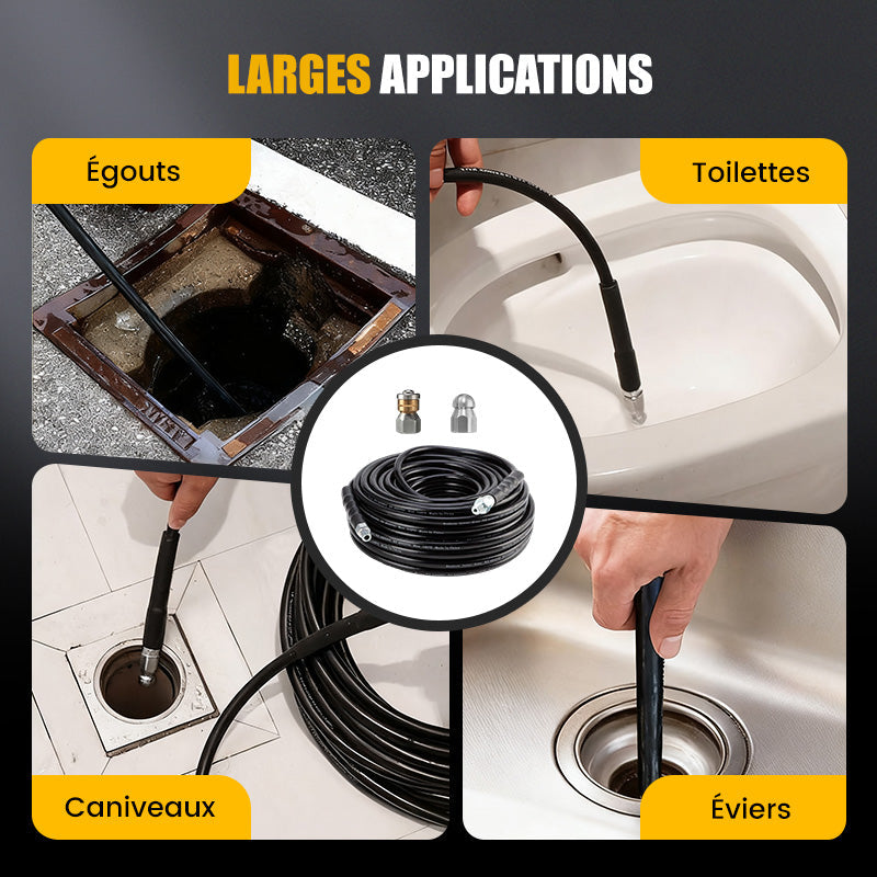 Kit de nettoyage haute pression 5800 PSI pour canalisations - Buse rotative et tuyau renforcé pour déboucher les égouts