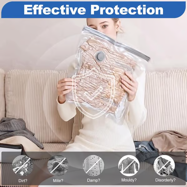 RÉDUCTION OFFRE EXCEPTIONNELLE Lot de 6 sacs de compression pour aspirateur électrique USB Rangement peu encombrant, fermeture hermétique, réutilisables et durables