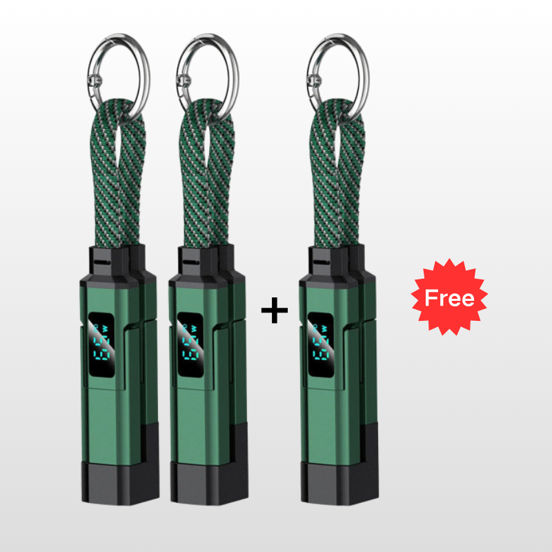 Special offer: Buy 2, get 1 FREE 4-in-1 charging cable with digital display and keychain fast charging, tangle-resistant and compact