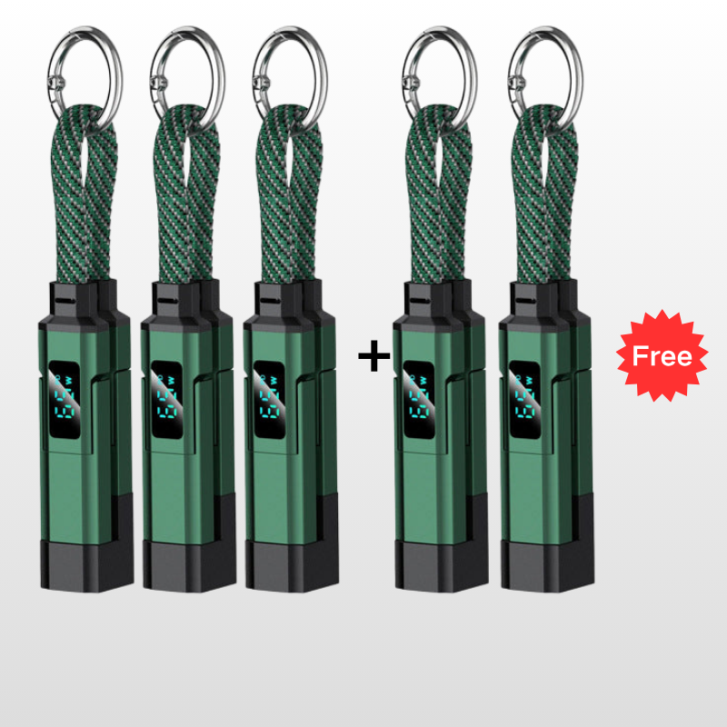 Special offer: Buy 2, get 1 FREE 4-in-1 charging cable with digital display and keychain fast charging, tangle-resistant and compact