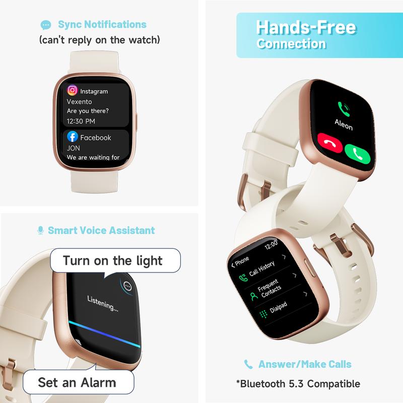 Montre connectée pour femmes et hommes, bracelet connecté avec fonction d'appel, montre de fitness avec suivi du sommeil/100 sports/podomètre étanche IP68