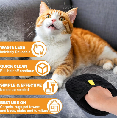 Antistatic gloves for pet hair removal