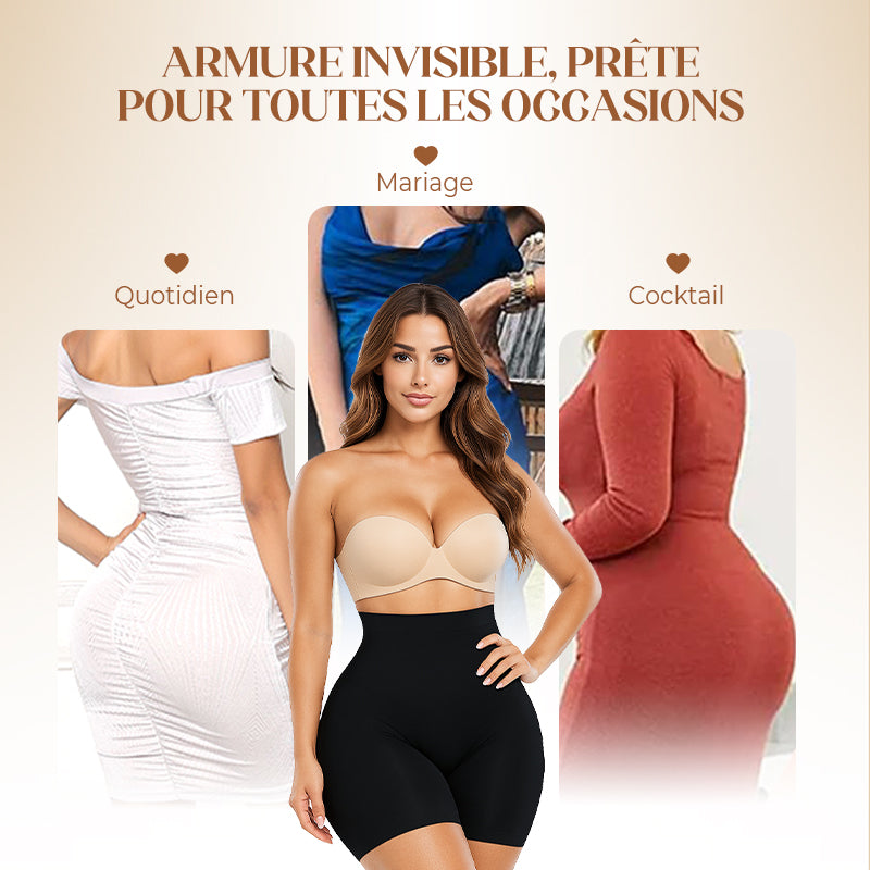 Culotte gainante taille haute en soie glacée pour femme avec contrôle du ventre et effet push-up