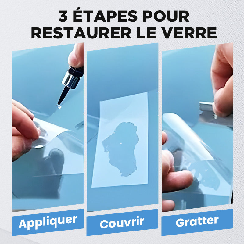 ACHETEZ-EN 1, OBTENEZ-EN 1 GRATUIT Kit de réparation de verre fissuré, résultat invisible en 20 min, facile à utiliser