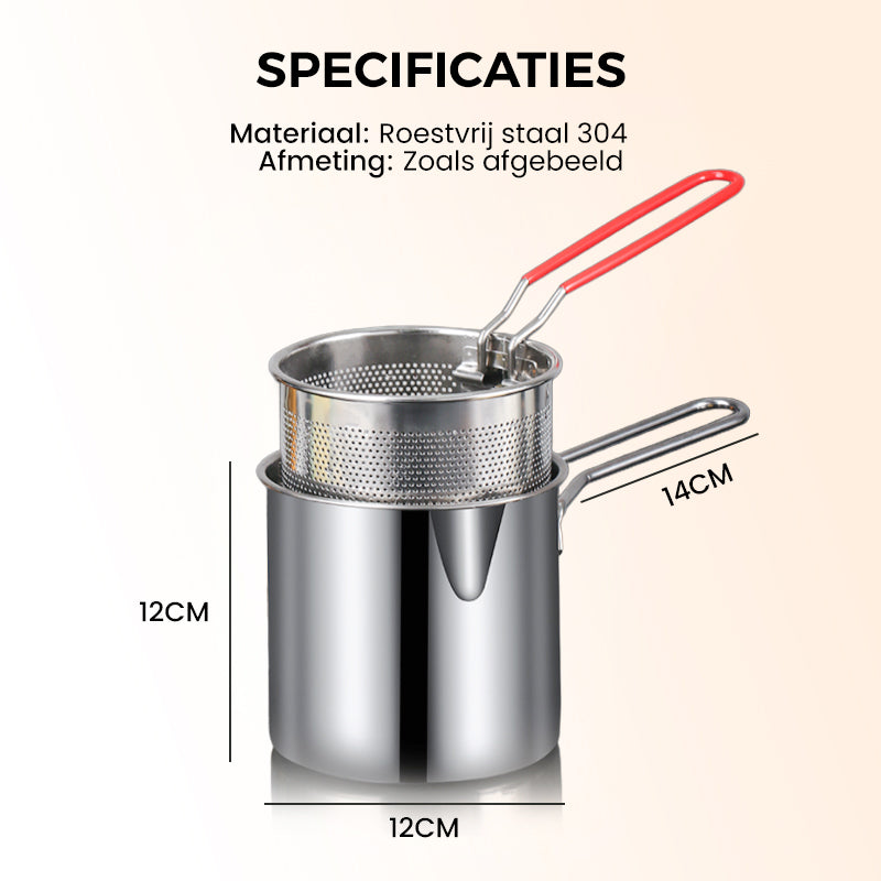 Multifunction Fryer in 304 Food Grade Stainless Steel, Anti-Splash Design & Filter Basket for Fries and Chicken
