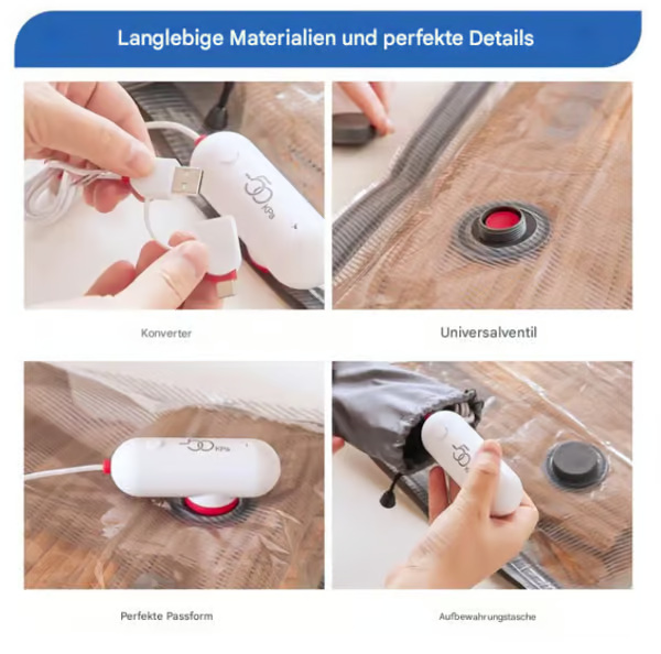 RÉDUCTION OFFRE EXCEPTIONNELLE Lot de 6 sacs de compression pour aspirateur électrique USB Rangement peu encombrant, fermeture hermétique, réutilisables et durables
