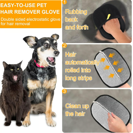 Antistatic gloves for pet hair removal