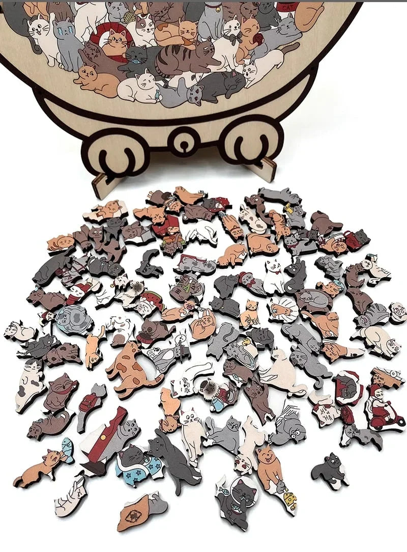 Christmas Sale 50% Off Morandi Color Cat Wooden Jigsaw Puzzle, 135 Pieces