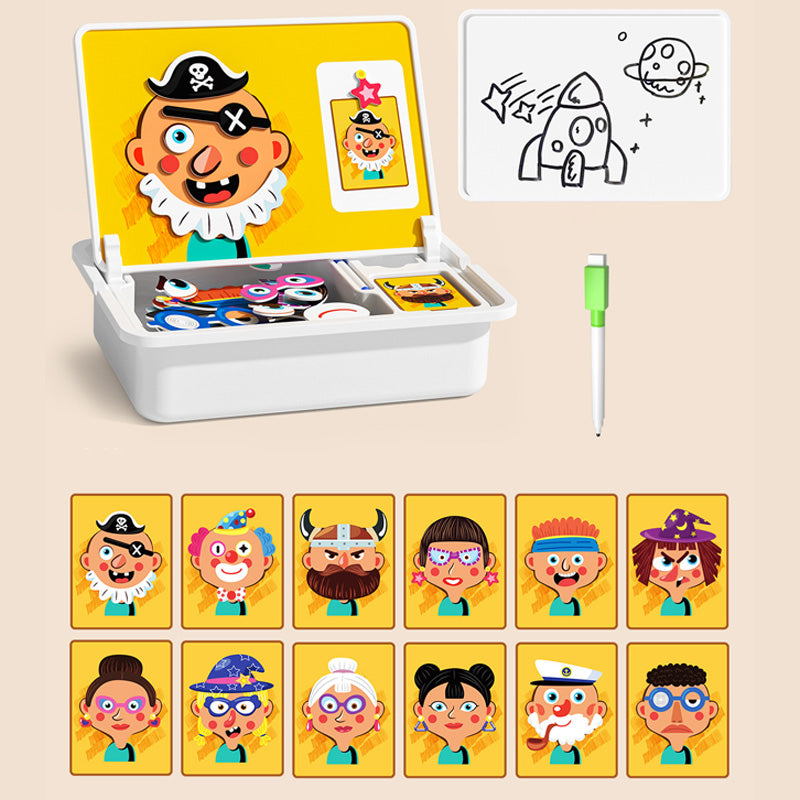 Boîte puzzle magnétique pour enfants avec jeu et planche à dessin