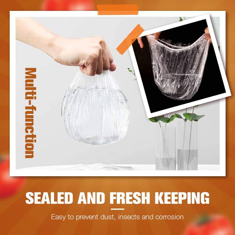 Lot of 100 disposable stretch films for bowls and plates, elastic lids for containers, alternative to cling film for storing leftovers, fruits, vegetables and food in the kitchen