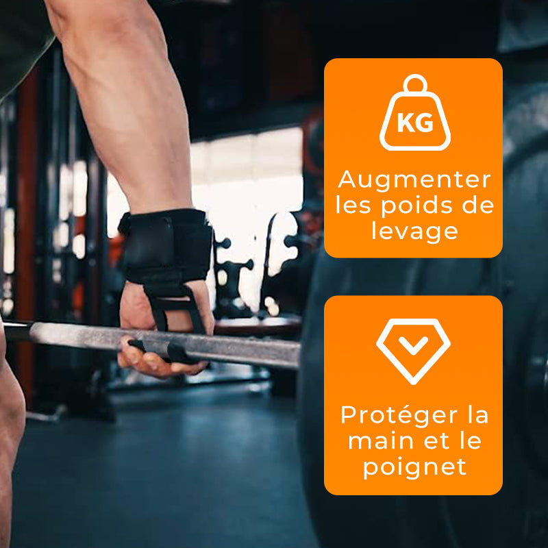 Sangles de Poignet Robustes pour Musculation, Crochets de Levage, Adhérence Ultrasécurisée, Confort Maximal et Soutien Musculaire Intensif