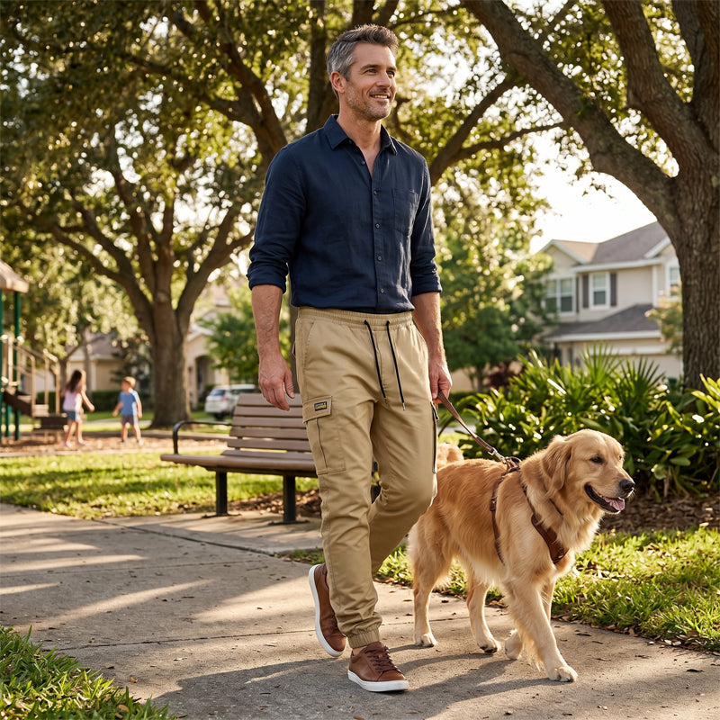 LIMITED 50% OFF Polyester Cargo Jogger Pants, Adjustable Waist, Pockets