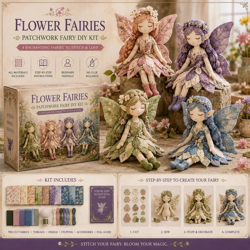 KIT DE RÉDUCTION Kit DIY de patchwork féérique 4 fées uniques, adapté aux débutants, cadeau parfait. Achetez-en 2, livraison gratuite.