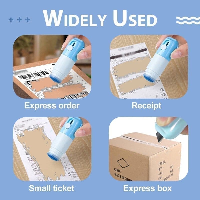 Thermal paper correction fluid with unboxing knife
