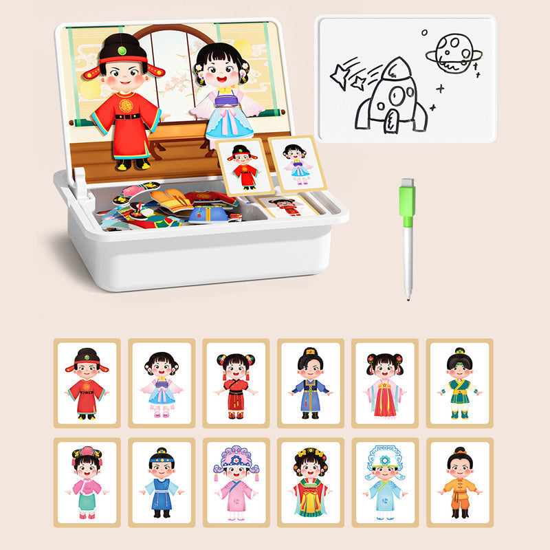 Boîte puzzle magnétique pour enfants avec jeu et planche à dessin
