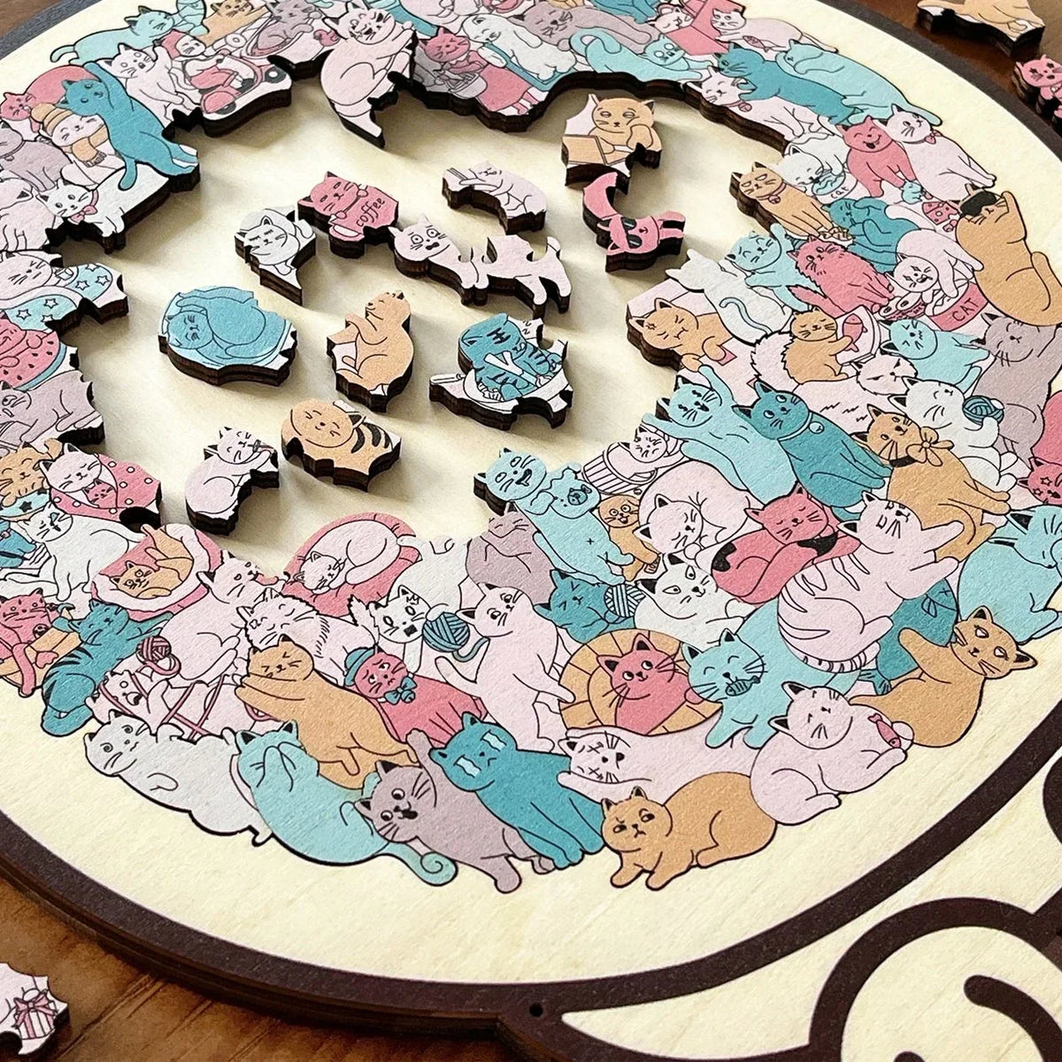 Christmas Sale 50% Off Morandi Color Cat Wooden Jigsaw Puzzle, 135 Pieces