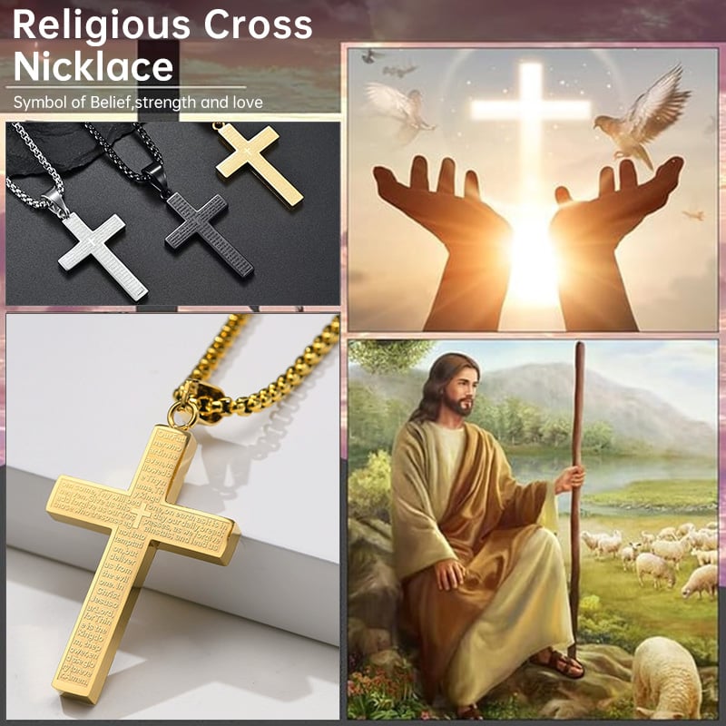 De réduction - Collier croix de Scibble avec prière du Seigneur