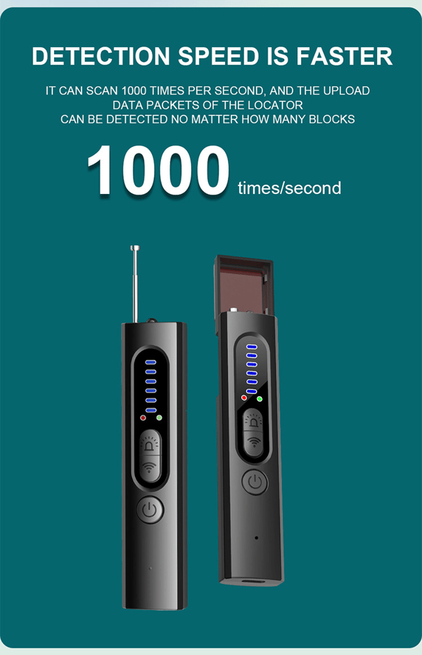 Détecteur de Caméras Espion RF, 6 Niveaux de Sensibilité, Portée 10m, Protection de la Vie Privée