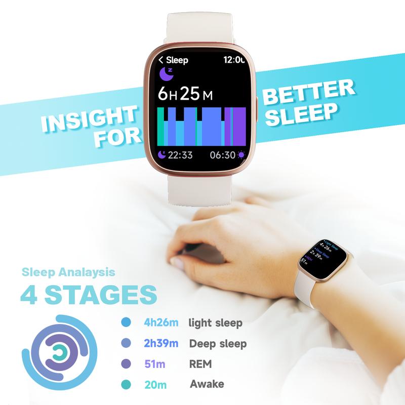 Montre connectée pour femmes et hommes, bracelet connecté avec fonction d'appel, montre de fitness avec suivi du sommeil/100 sports/podomètre étanche IP68