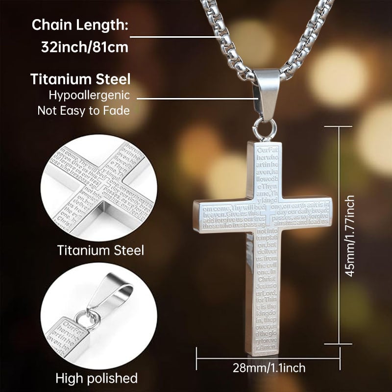 De réduction - Collier croix de Scibble avec prière du Seigneur